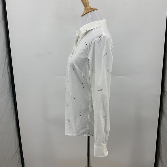 Banana Republic Tailored Fit Shirt Womens 4 White Arrow Heart Button Up Collared - Picture 5 of 11
